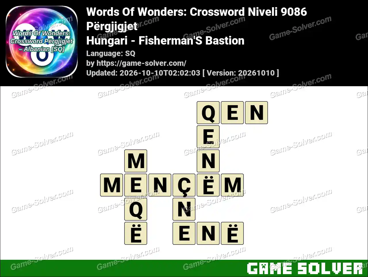 Words Of Wonders: Crossword Niveli 9086 Përgjigjet – Hungari – Fisherman’S Bastion